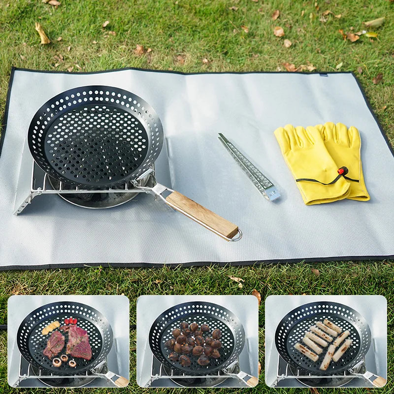 Folding round barbecue plate