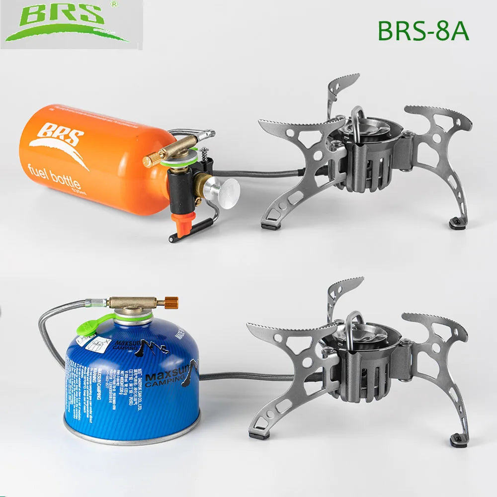 BRS Udendørs Camping Komfur Olie/Gas Multi-Use Foldbar Backpacking Komfur Udendørs Madlavning Picnic Gas Komfur BRS 8A Med Olieflaske