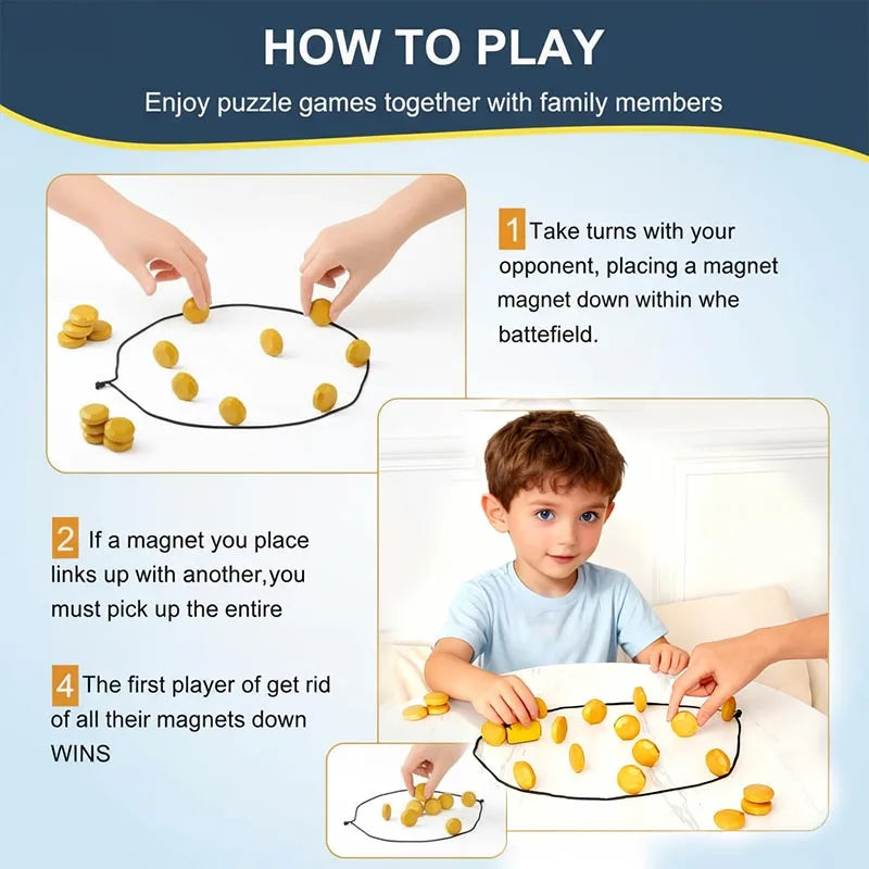 Jogo de Ímãs Magnéticos Party Games - Jogo de Tabuleiro Estratégico com Ímãs para Família, Crianças e Adultos - Alta Qualidade - Maior Lado 3,4cm