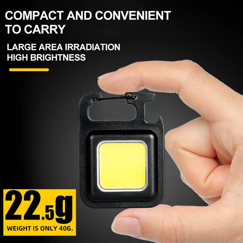 Super Bright MINI COB nøglering Lommelygte Opladningslampe Campinglys med magnet 4 lystilstande til campinghjem