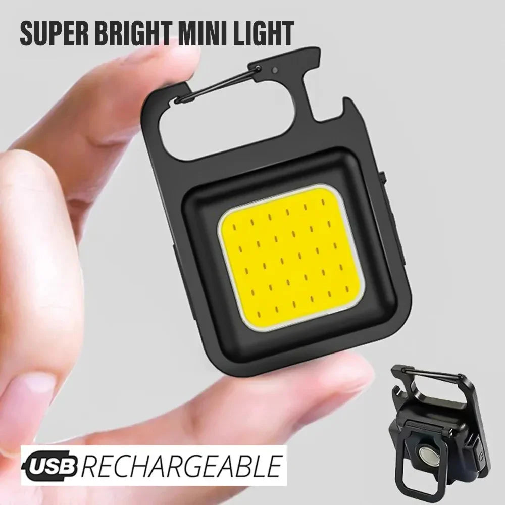 Super Bright MINI COB nøglering Lommelygte Opladningslampe Campinglys med magnet 4 lystilstande til campinghjem