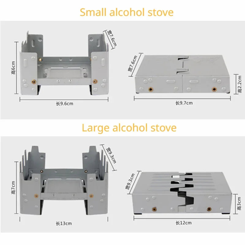 Fogão portátil para acampamento a álcool, queimador de combustível sólido, fogão dobrável, mini fogão a álcool, cozinha ao ar livre, piquenique, churrasco, fogão de cera