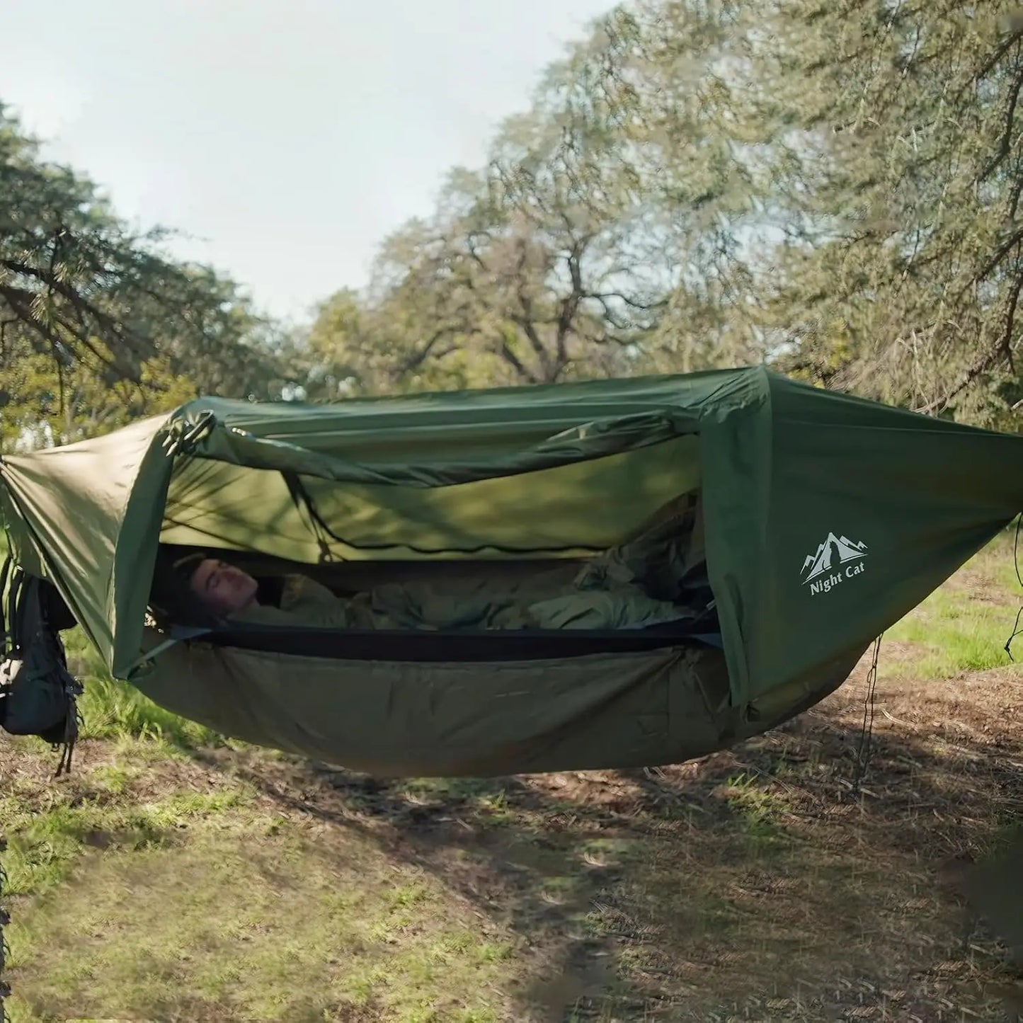 Camping hængekøje telt med myggenet og regnflue 1 Person Backpacking Bivvy Ground Telt