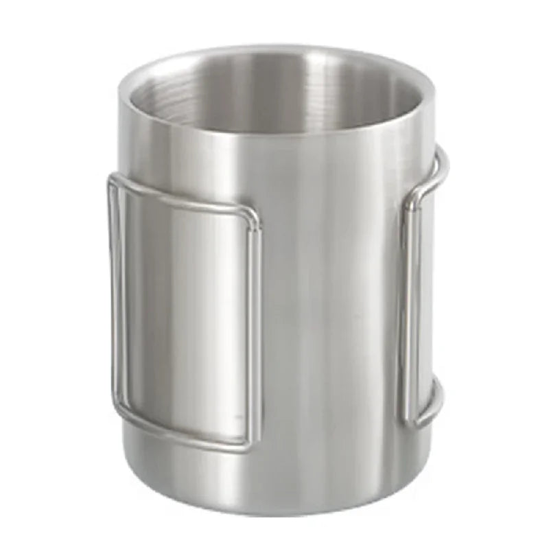 Caneca de Camping em Inox com Alça Dobrável