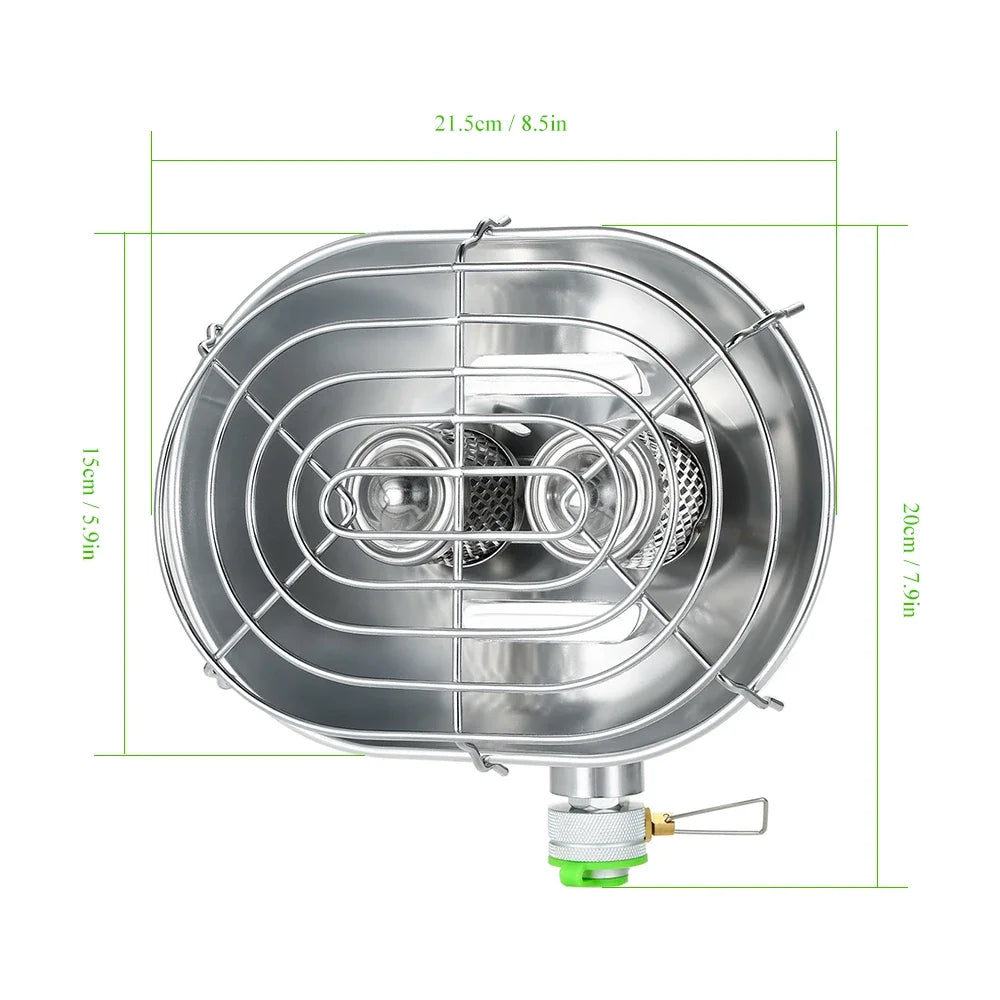BRS-H22 Dobbelthoved udendørsvarmer Bærbar Infrarød Camping Opvarmning Komfur Varmere Opvarmning Gaskomfur til Camping Vandreture