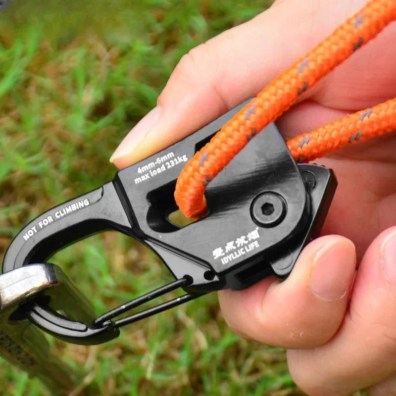 Camping Accessories Aluminum Alloy Tent Rope Tensioner Lightweight Portable Cord Adjuster for Strong Load-bearing Durable