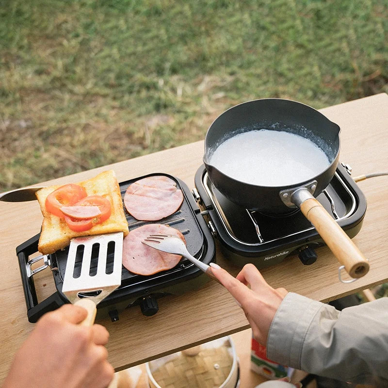 Naturehike multi brændstof campingkomfur Bærbar 2-brænder køkkengrej Udendørs Picnic bbq Grill Sammenfoldelig gaskomfur Højeffekt madlavning