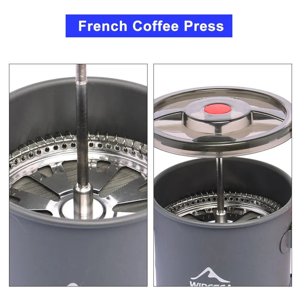 Widesea Camping Coffee Pot with French Press Outdoor Cup Mug Cookware for Hiking Trekking