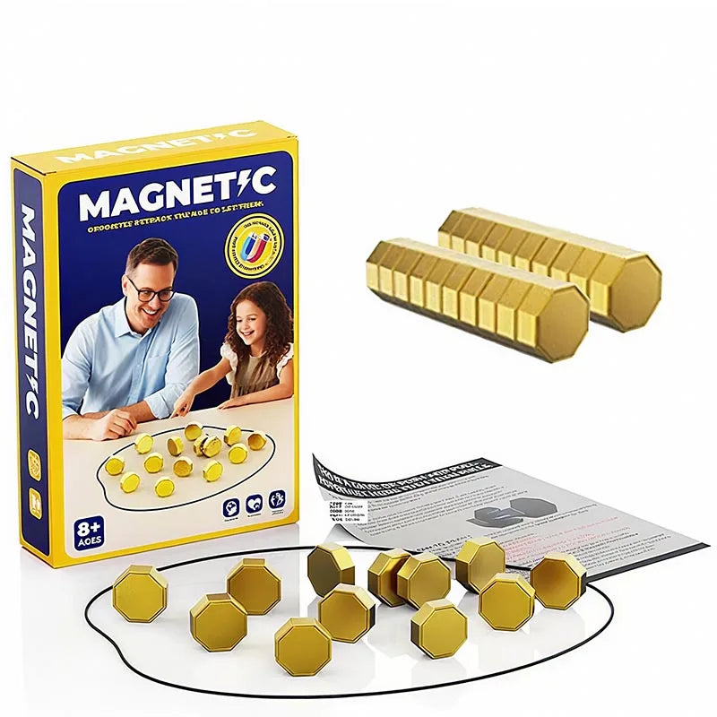 Jogo de Ímãs Magnéticos Party Games - Jogo de Tabuleiro Estratégico com Ímãs para Família, Crianças e Adultos - Alta Qualidade - Maior Lado 3,4cm