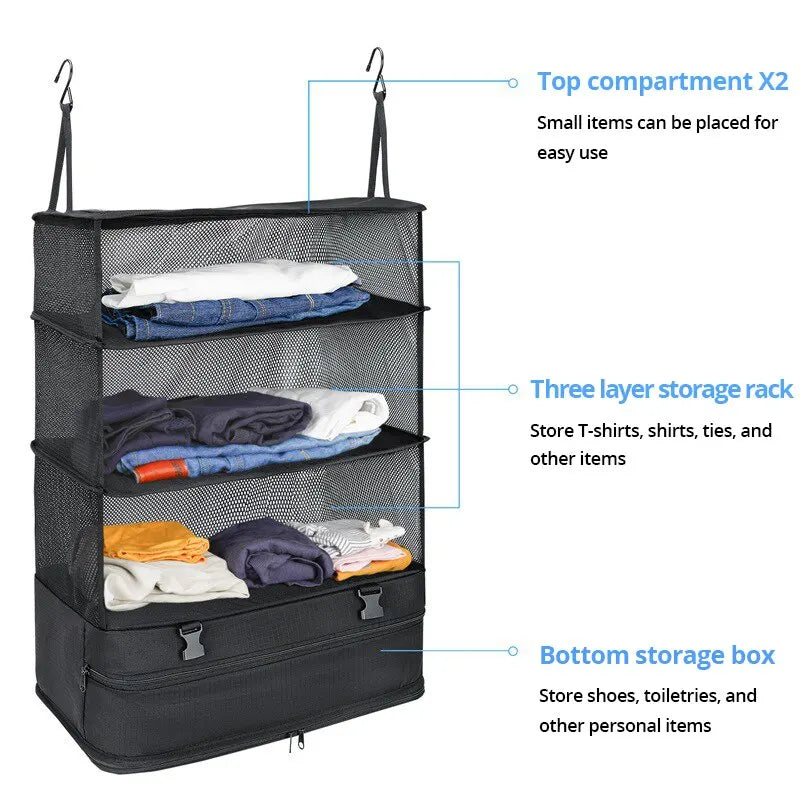 1 Set Housewares Luggage Travel Organizer Travel Essentials Hanging Packing Cubes Hanging Shelves Laundry Storage Compartment