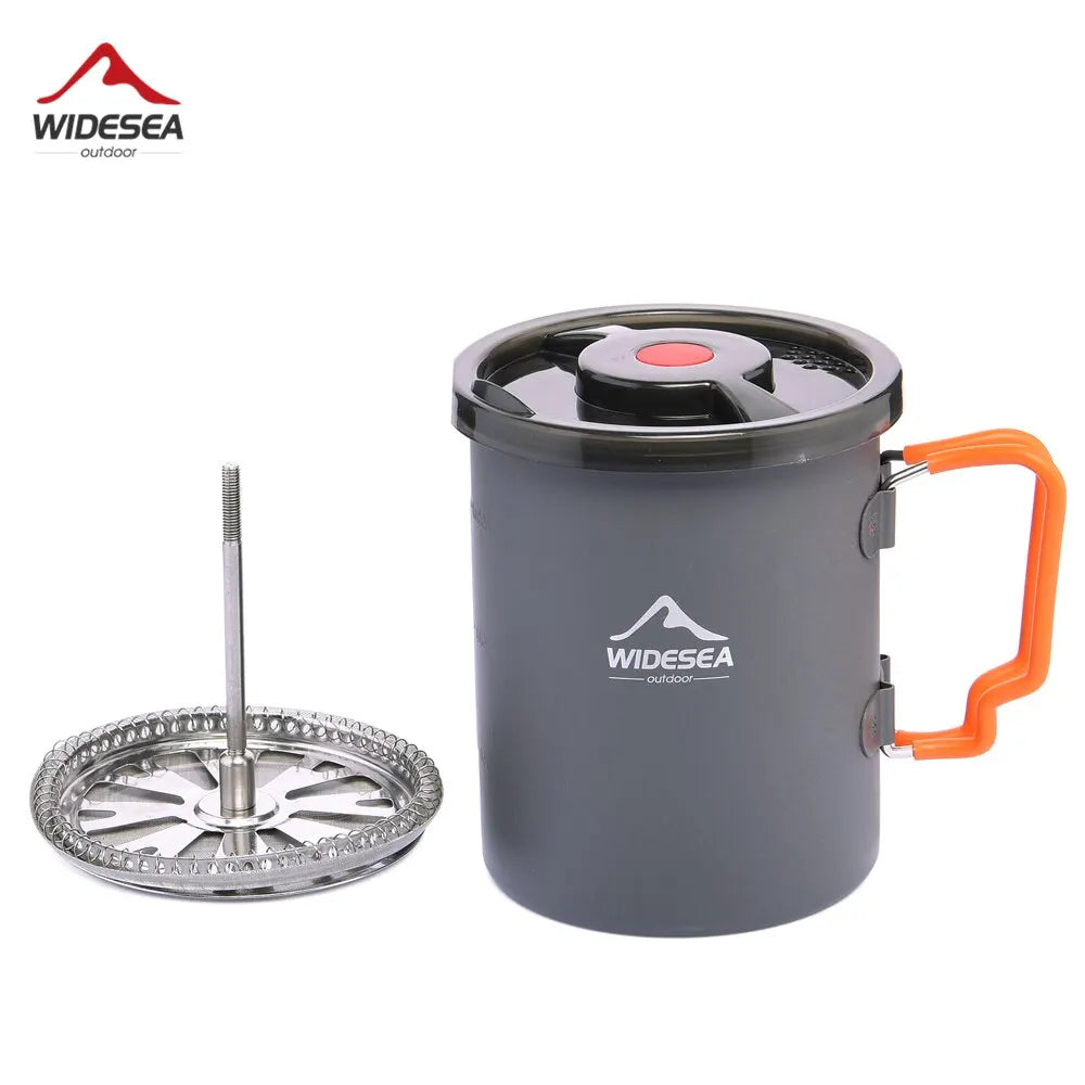 Widesea Camping Coffee Pot with French Press Outdoor Cup Mug Cookware for Hiking Trekking