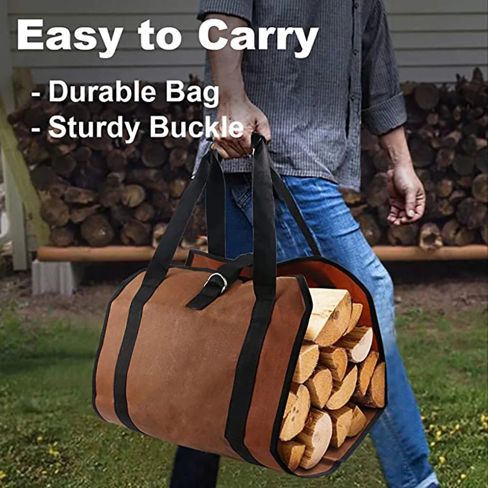 1/2PCs Outdoor Portable Durable Firewood Storage Bag Sturdy Buckle Easy to Carry