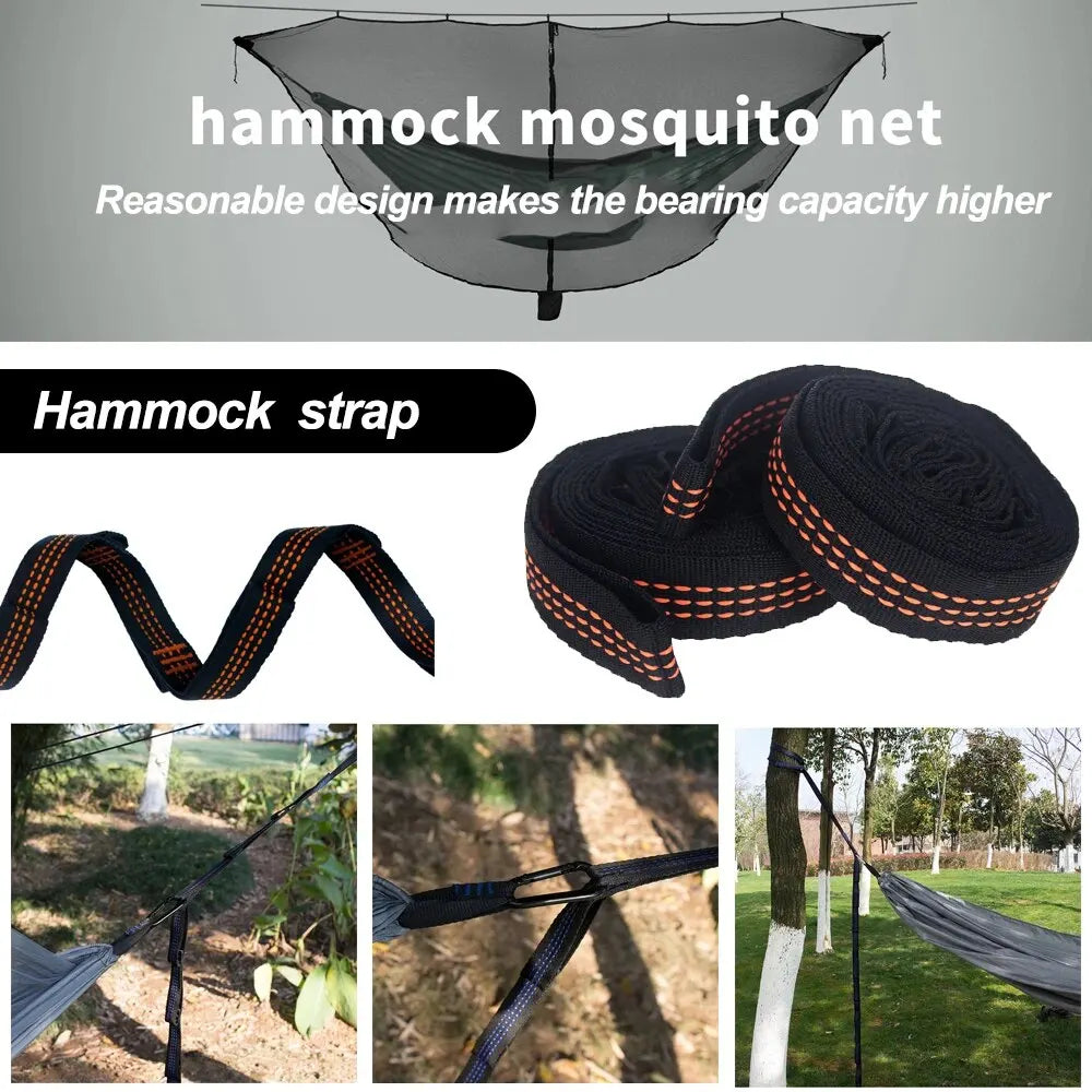 Correias De Poliéster Reforçado Para Acampamento AO Ar Livre Black Hammock Straps 5 Ring Alta Carga-rolamento Farpado Hammock