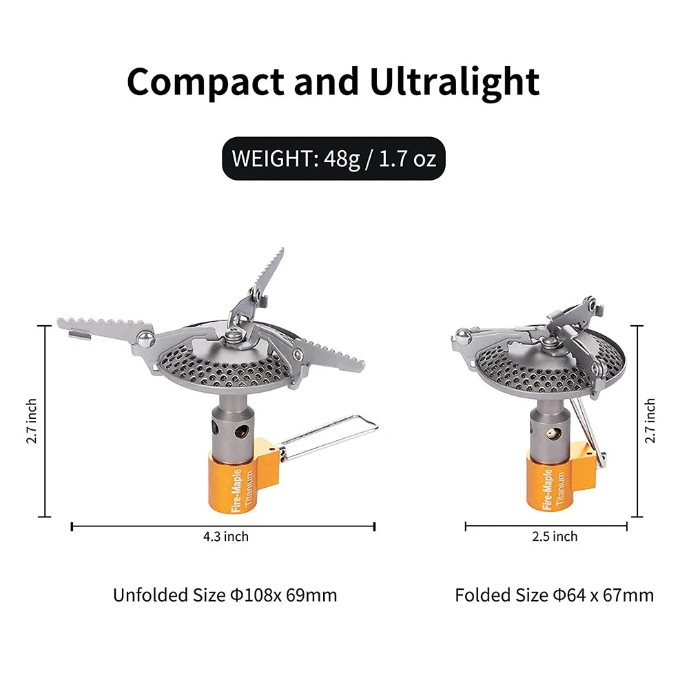 Fire Maple FMS-116T Outdoor Mini Camping Stoves Gas Burner For Backpacking 48g 2300W Portable Lightweight Titanium Gas Stove